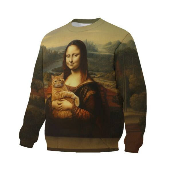 Свитшот унисекс с принтом «Мона Лиза с котом. Mona Lisa with a cat»