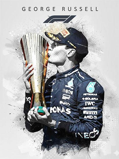 Плед «Джордж Расселл. Золотой кубок. Формула-1. George Russell. Golden Cup. Formula-1»