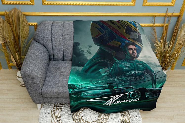Плед «Фернандо Алонсо. Скорость Астон Мартин. Формула-1. Fernando Alonso. Aston Martin Speed. Formula-1»