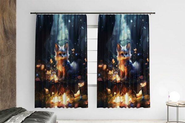 Штора с принтом «Лисичка. Сказочный лес. Арт. Fox. Fairytale forest. Art»