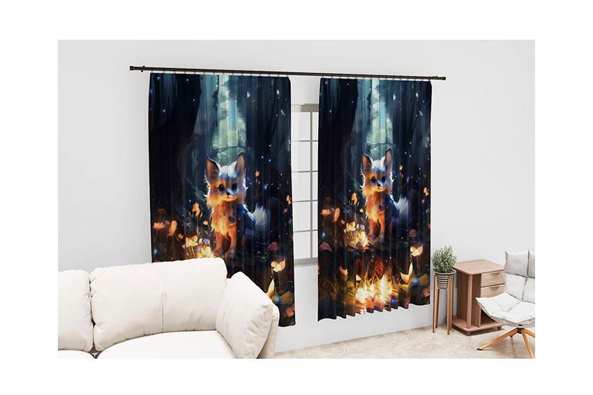 Штора с принтом «Лисичка. Сказочный лес. Арт. Fox. Fairytale forest. Art»