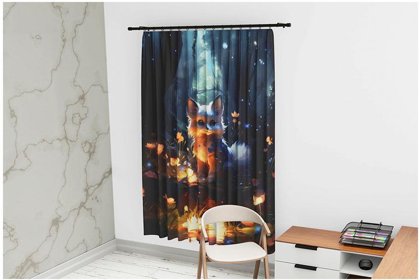 Штора с принтом «Лисичка. Сказочный лес. Арт. Fox. Fairytale forest. Art»