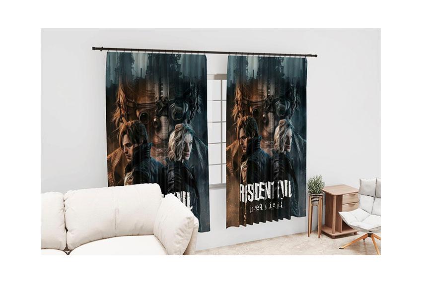 Штора с принтом «Обитель зла. Реквием. Город ужаса. Resident Evil. Requiem. City of Horror»