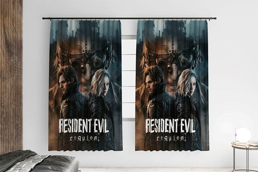 Штора с принтом «Обитель зла. Реквием. Город ужаса. Resident Evil. Requiem. City of Horror»