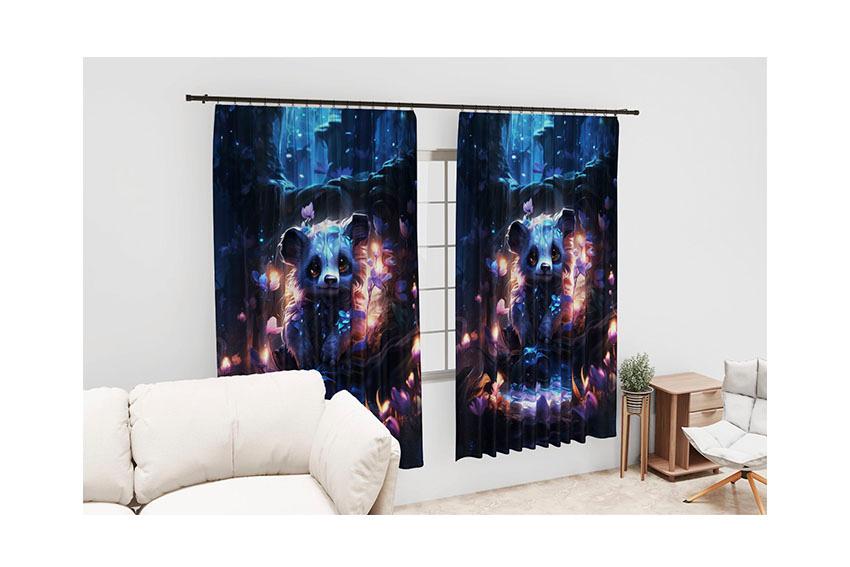 Штора с принтом «Панда. Сказочный лес. Арт. Panda. Fairytale forest. Art»