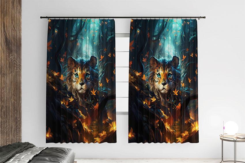 Штора с принтом «Тигр. Сказочный лес. Арт. Tiger. Fairytale forest. Art»