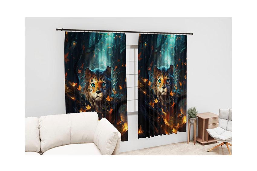 Штора с принтом «Тигр. Сказочный лес. Арт. Tiger. Fairytale forest. Art»