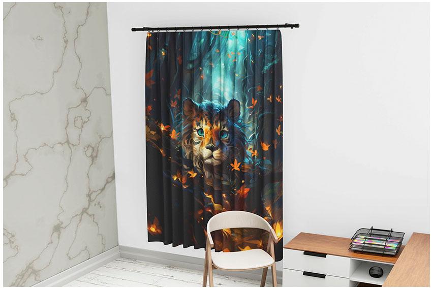 Штора с принтом «Тигр. Сказочный лес. Арт. Tiger. Fairytale forest. Art»