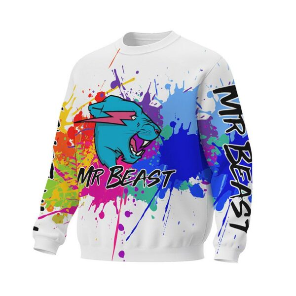 Світшот унісекс з принтом «Містер Біст. Вибух фарб. MrBeast. Color Explosion»