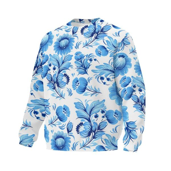 Світшот унісекс з принтом «Сині квіти. Петриківський розпис. Blue flowers. Petrykivka painting»