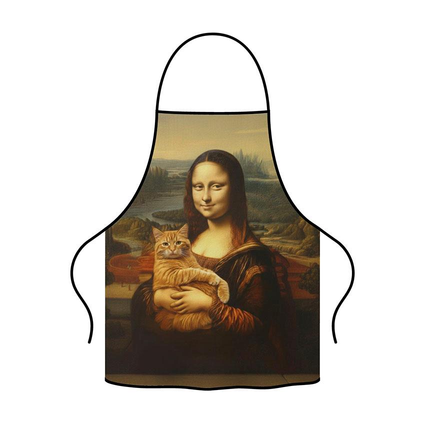 Фартух з принтом «Мона Ліза з котом. Mona Lisa with a cat»