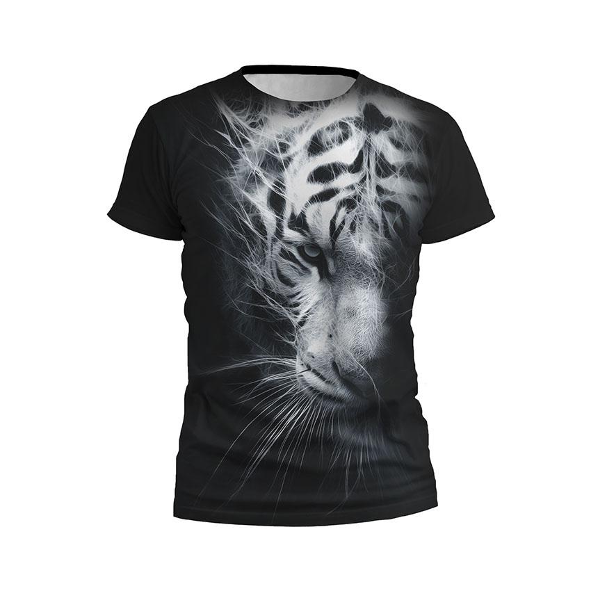 Футболка чоловіча спортивна з принтом «Білий тигр. Хижак. White tiger. Predator»