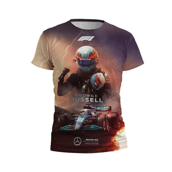 Футболка чоловіча спортивна з принтом «Джордж Расселл. Переможний дух. Формула-1. George Russell. Victory Spirit. Formula-1»
