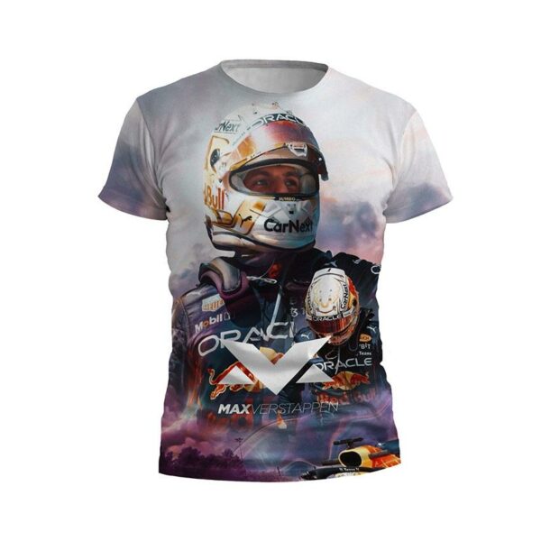 Футболка чоловіча спортивна з принтом «Макс Ферстаппен. Пілот Формули-1. Max Verstappen. Formula-1 Driver»