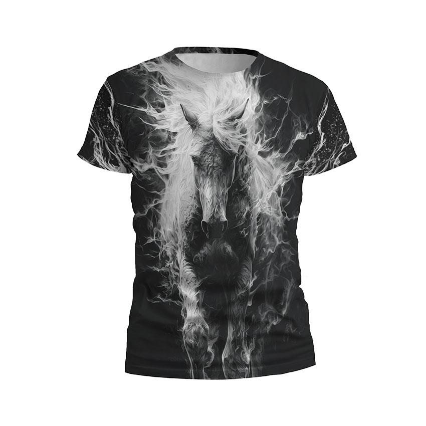 Футболка чоловіча спортивна з принтом «Могутній білий кінь. A mighty white horse»