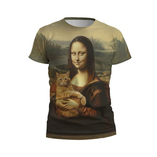 Футболка мужская спортивная с принтом «Мона Лиза с котом. Mona Lisa with a cat»