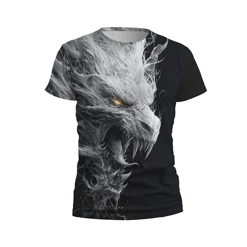 Футболка чоловіча спортивна з принтом «Стародавній Білий Дракон. Ancient White Dragon»