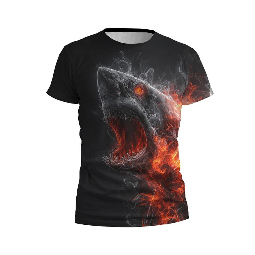 Футболка чоловіча спортивна з принтом «Вогняна акула. Fire Shark»