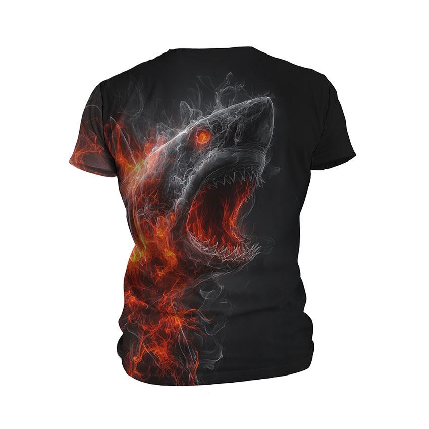 Футболка чоловіча спортивна з принтом «Вогняна акула. Fire Shark»