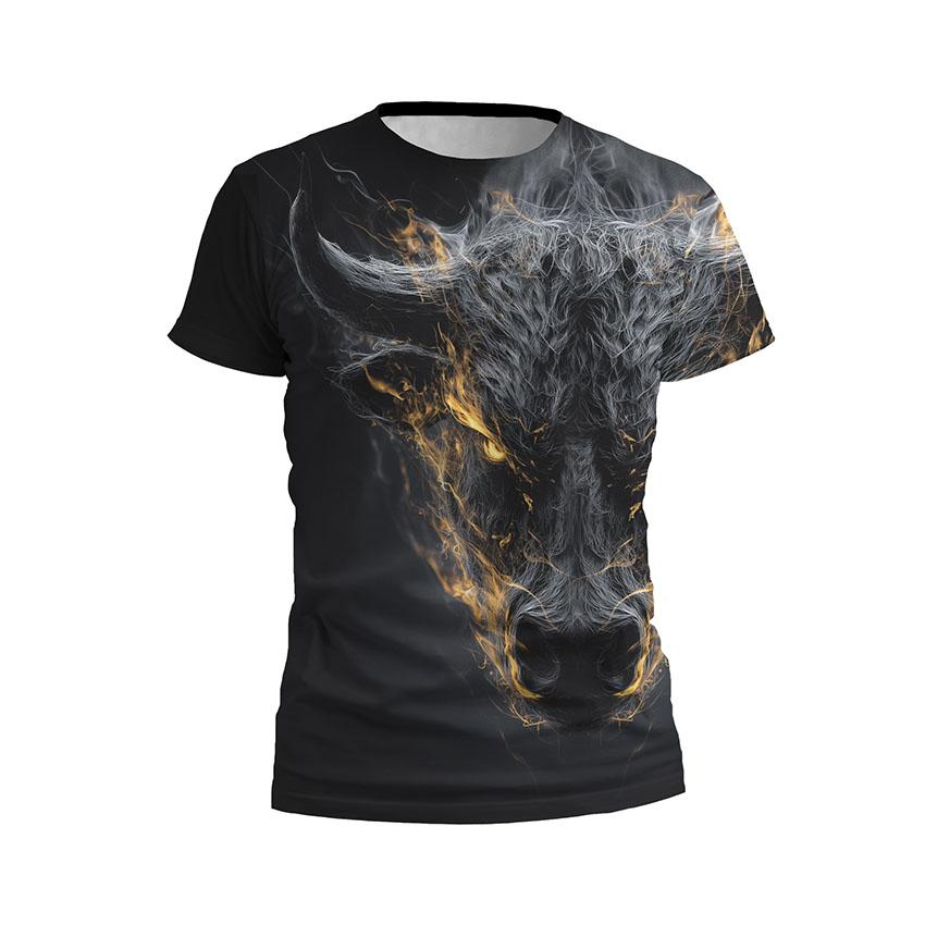 Футболка чоловіча спортивна з принтом «Вогняний бик. Fire Bull»