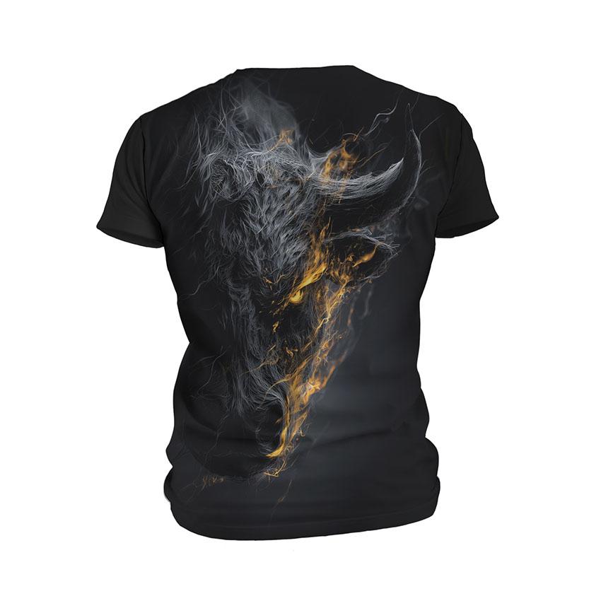 Футболка чоловіча спортивна з принтом «Вогняний бик. Fire Bull»