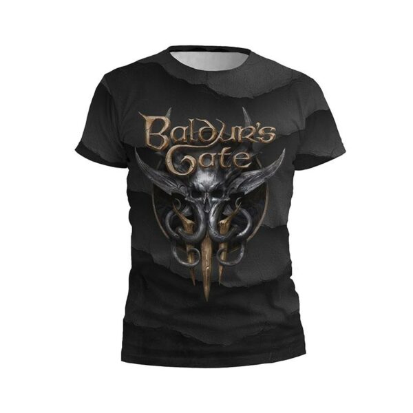 Футболка детская спортивная с принтом «Врата Балдура 3. Лого. Baldur's Gate 3. Logo»