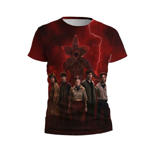 Футболка дитяча спортивна з принтом «Дивні Дива. 5 сезон. Демогоргон загроза. Stranger Things. Season 5. Demogorgon threat»