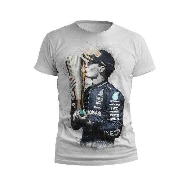 Футболка дитяча спортивна з принтом «Джордж Расселл. Золотий кубок. Формула-1. George Russell. Golden Cup. Formula-1»