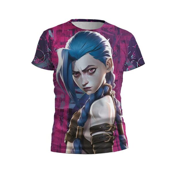 Футболка детская спортивная с принтом «Джинкс. Мятежная героиня. Аркейн. Jinx. Rebel Heroine. Arcane»