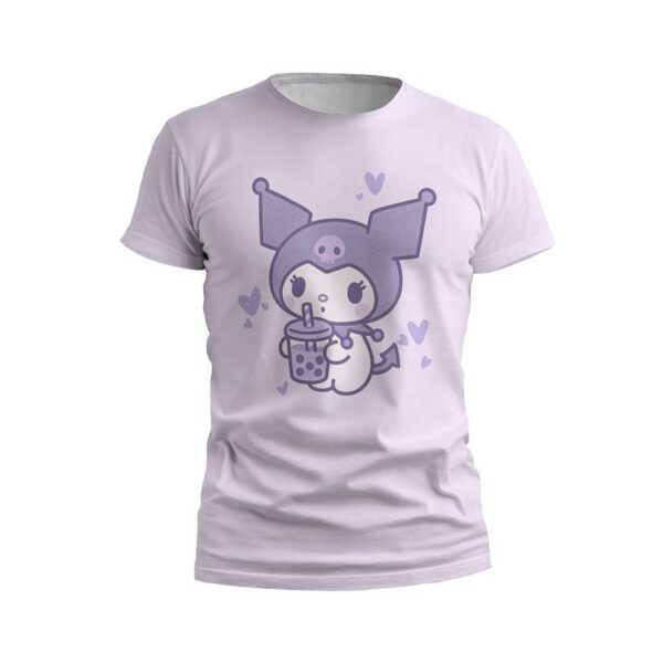 Футболка детская спортивная с принтом «Куроми с Бабл Ти. Kuromi with Bubble Tea»