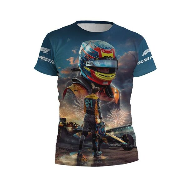 Футболка детская спортивная с принтом «Оскар Пиастри. Триумф номера 81. Формула-1. Oscar Jack Piastri. Triumph of number 81. Formula-1»