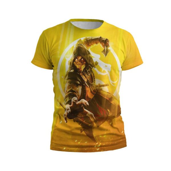Футболка дитяча спортивна з принтом «Скорпіон. Золотий воїн. Мортал Комбат. Scorpion. Golden Warrior. Mortal Kombat»