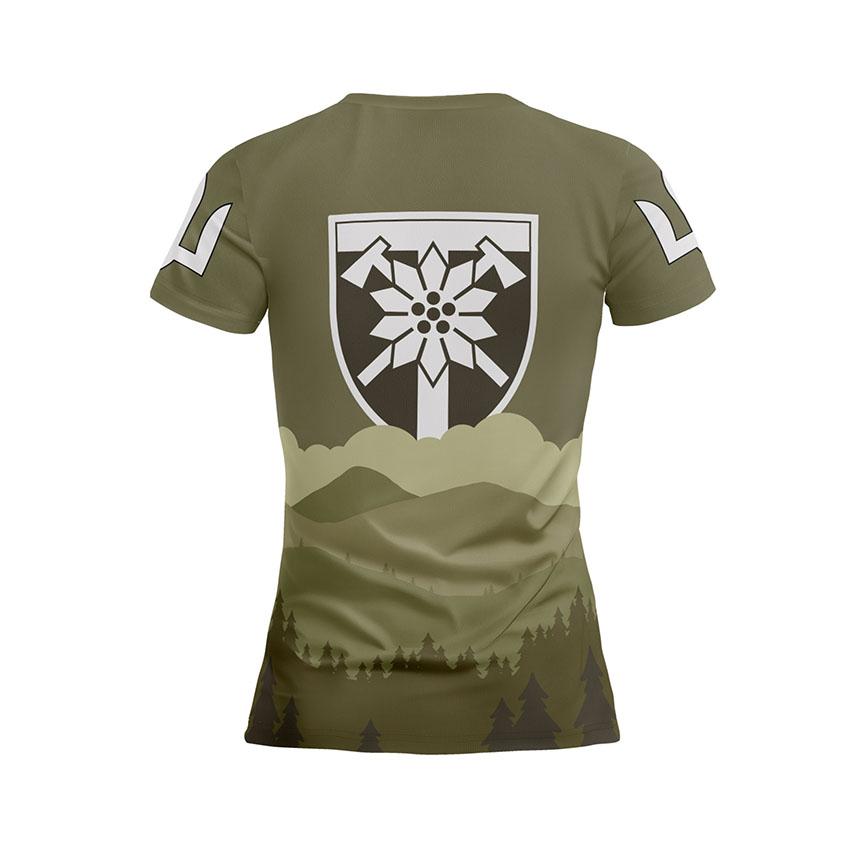 Футболка женская спортивная с принтом «128-я отдельная горно-штурмовая бригада. Символ Силы. Symbol of Power»