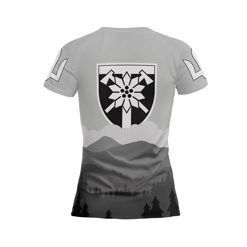 Футболка женская спортивная с принтом «128-я отдельная горно-штурмовая бригада. Символ Силы. Symbol of Power»