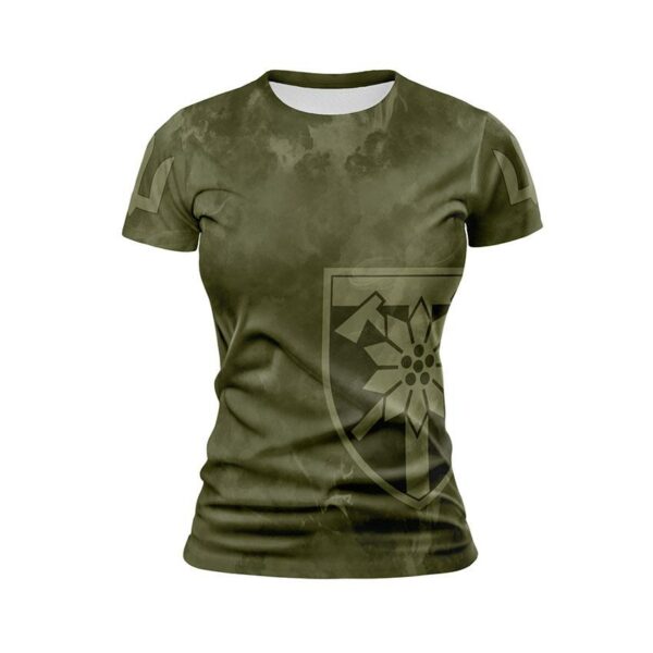 Футболка жіноча спортивна з принтом «128-ма окрема гірсько-штурмова бригада. Тактичний стиль. Tactical style»