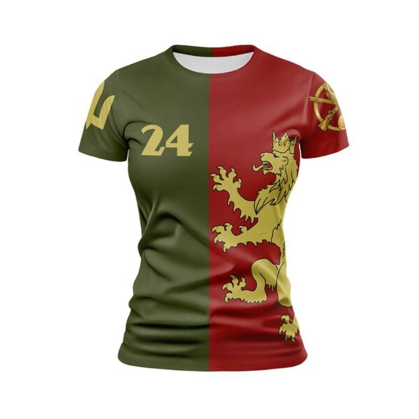 Футболка жіноча спортивна з принтом «24-та окрема механізована бригада. Королівська Сила. Royal Power»