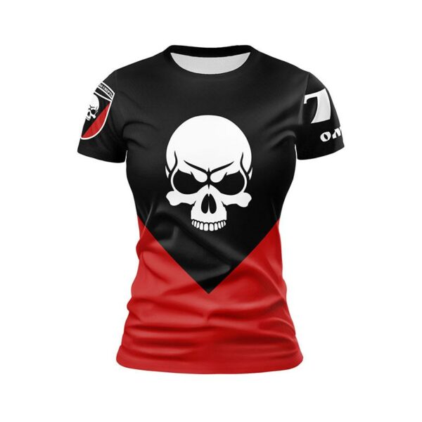 Футболка жіноча спортивна з принтом «72-га окрема механізована бригада. Бойова Відданість. Combat Devotion»