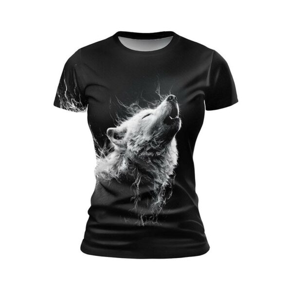 Футболка жіноча спортивна з принтом «Альфа Білий Вовк. Alpha White Wolf»