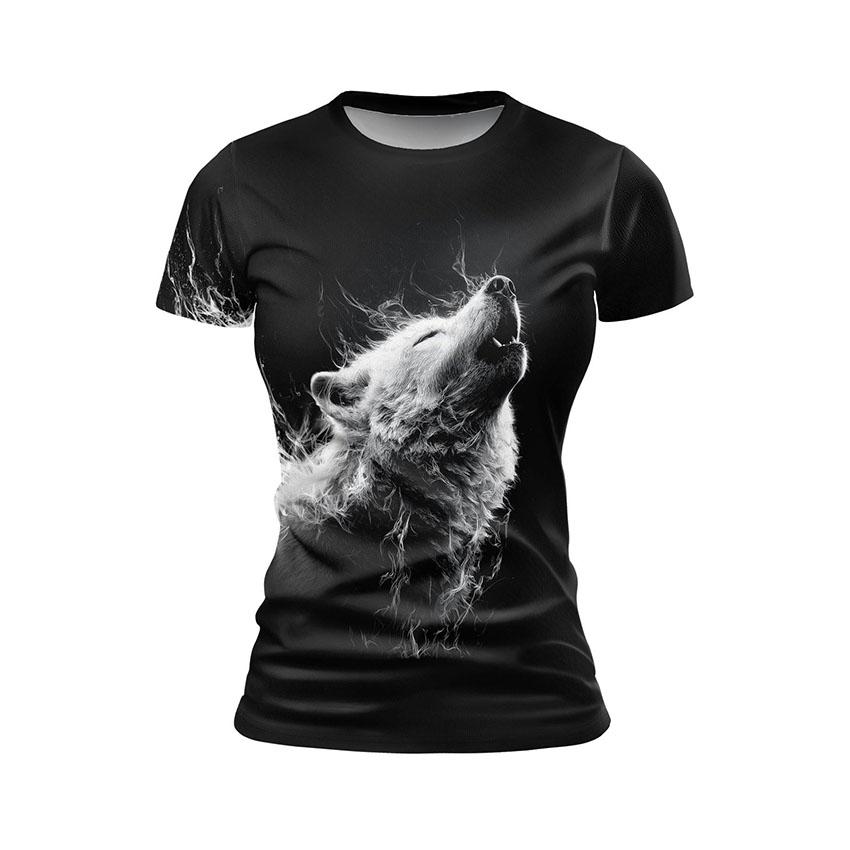 Футболка жіноча спортивна з принтом «Альфа Білий Вовк. Alpha White Wolf»