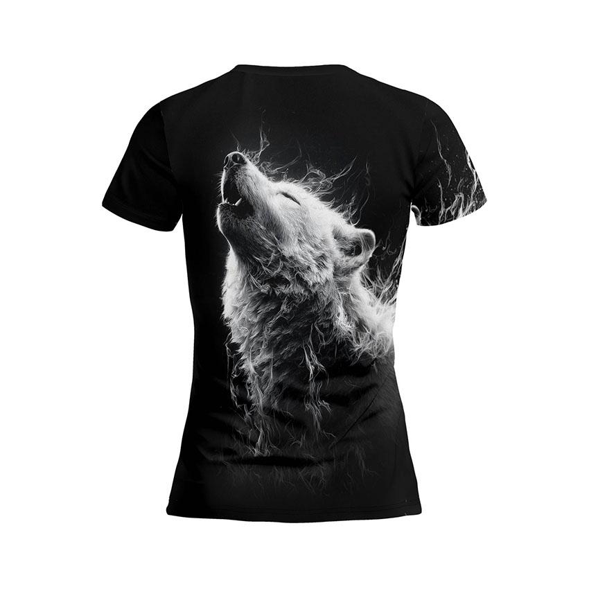 Футболка жіноча спортивна з принтом «Альфа Білий Вовк. Alpha White Wolf»