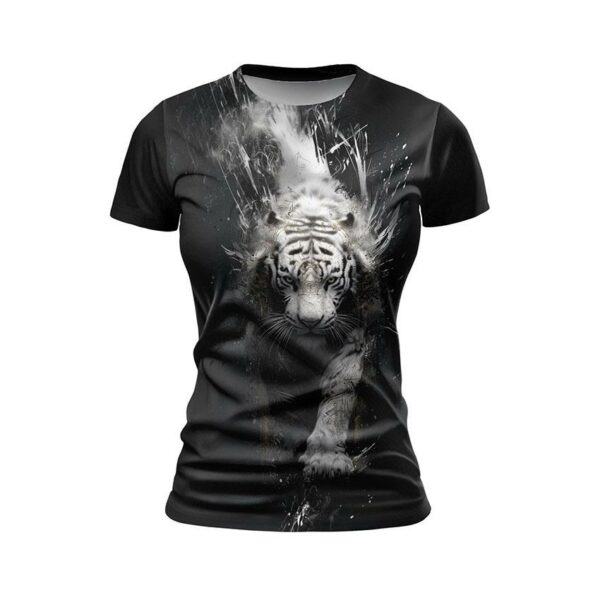 Футболка жіноча спортивна з принтом «Білий Тигр. Темне Фентезі. White Tiger. Dark Fantasy»