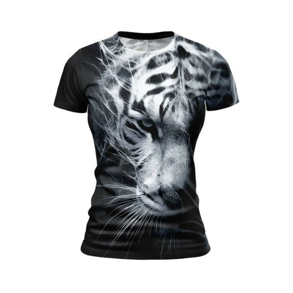 Футболка жіноча спортивна з принтом «Білий тигр. Хижак. White tiger. Predator»