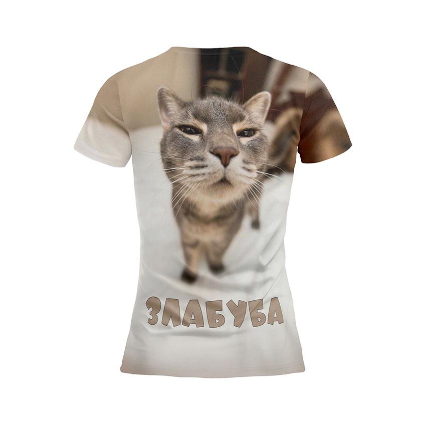 Футболка женская спортивная с принтом «Кот Злабуба. Мем. Cat Zlabuba. Meme»
