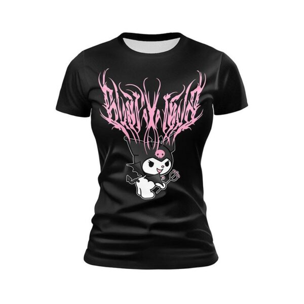 Футболка жіноча спортивна з принтом «Куромі. Металева естетика. Kuromi. Metal Aesthetic»