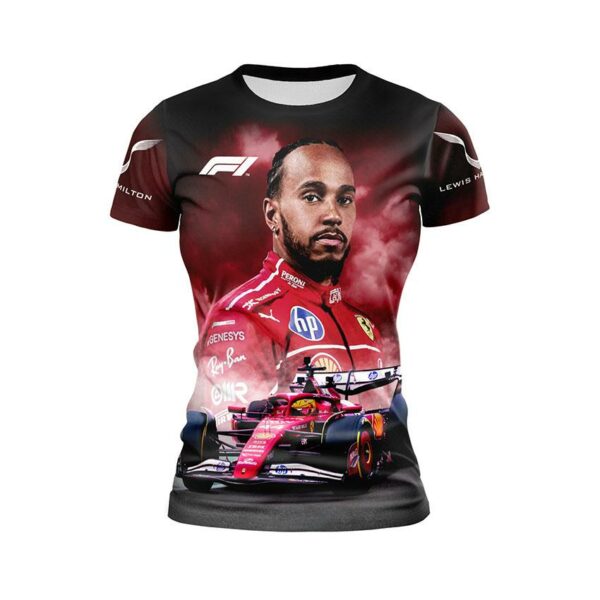 Футболка жіноча спортивна з принтом «Льюїс Гамільтон. Швидкість Формули-1. Lewis Hamilton. Speed Formula-1»