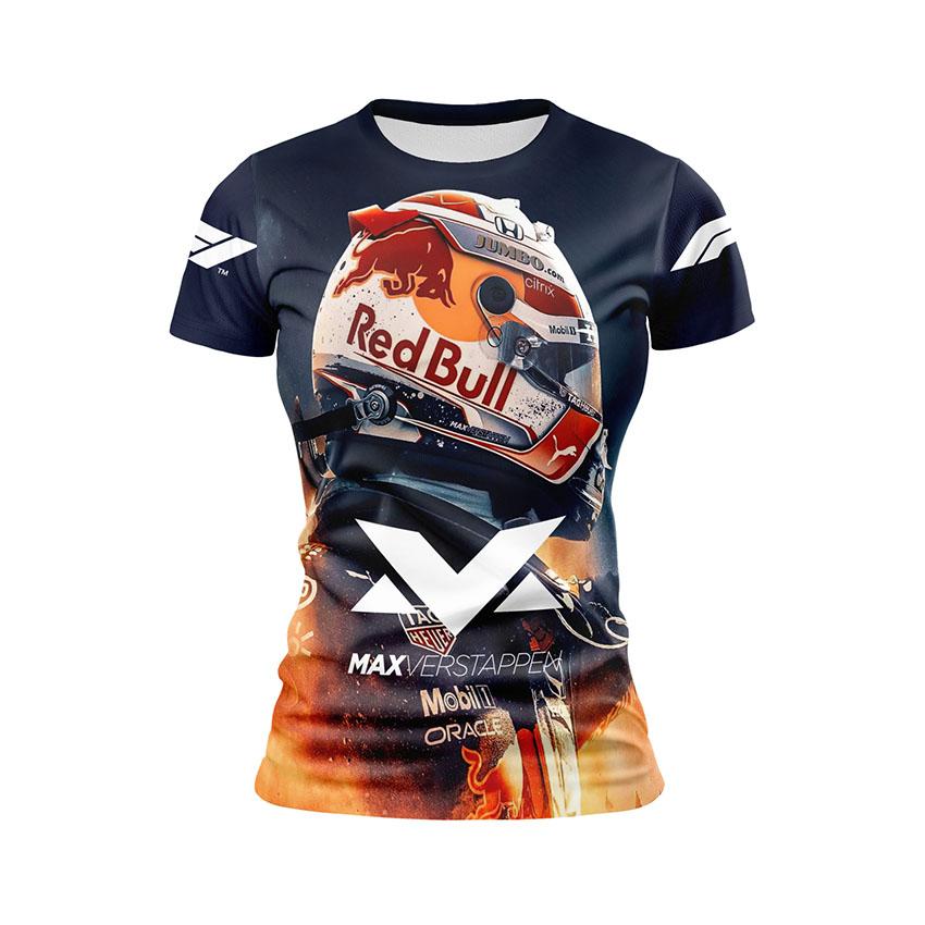 Футболка жіноча спортивна з принтом «Макс Ферстаппен. Чемпіон Формули-1. Max Verstappen. Champion Formula-1»