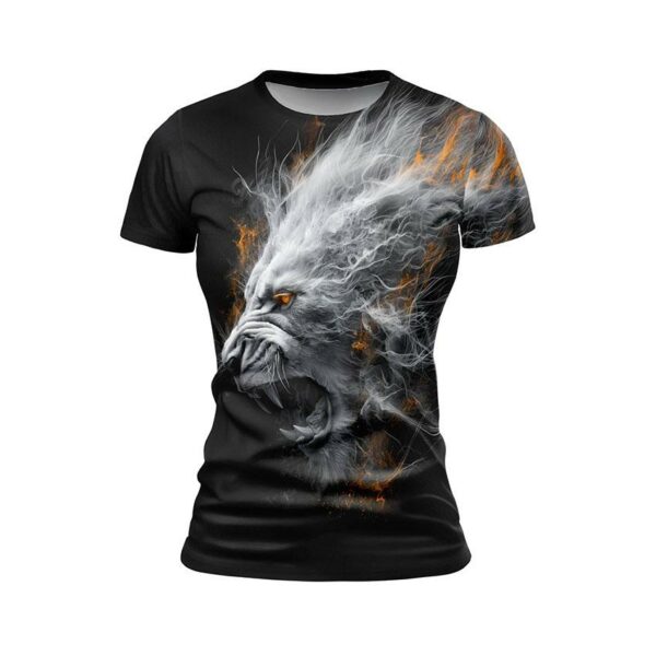 Футболка жіноча спортивна з принтом «Могутній лев. Powerful lion»