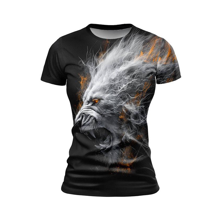 Футболка жіноча спортивна з принтом «Могутній лев. Powerful lion»