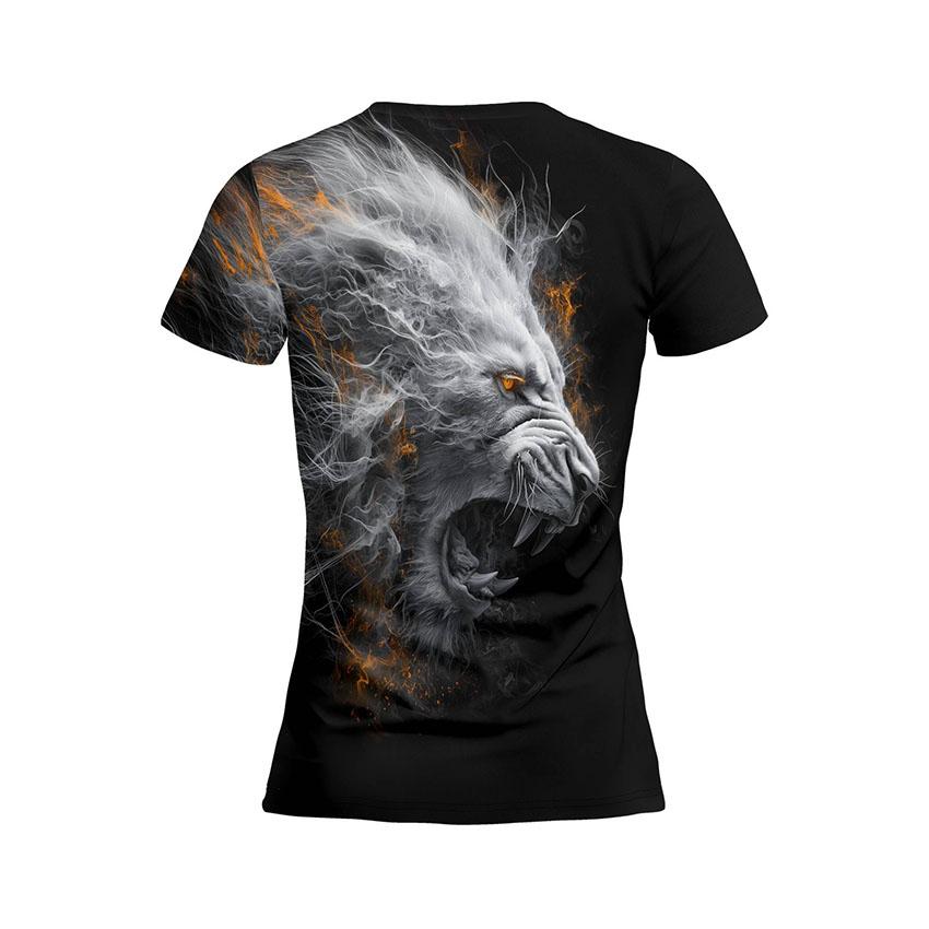 Футболка жіноча спортивна з принтом «Могутній лев. Powerful lion»