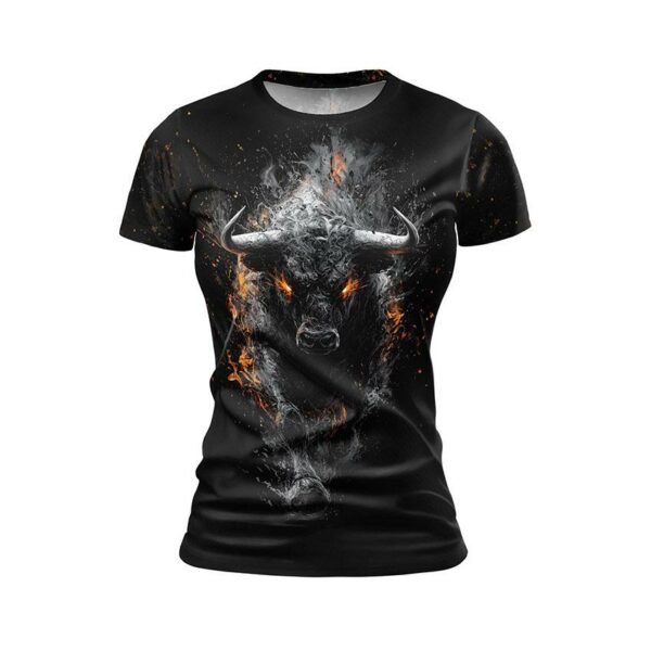 Футболка жіноча спортивна з принтом «Розлючений бик. Angry bull»